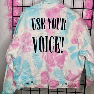 Levi’s Pride Trucker Denim Heavy Jacket Embroidered Use Your Voice!